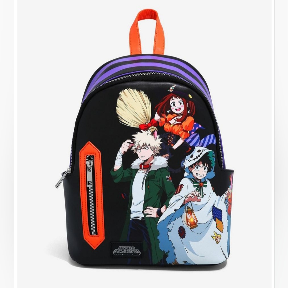 My Hero Academia Halloween Trio Mini Backpack   Bioworld Deku Bakugo Ochako NWT